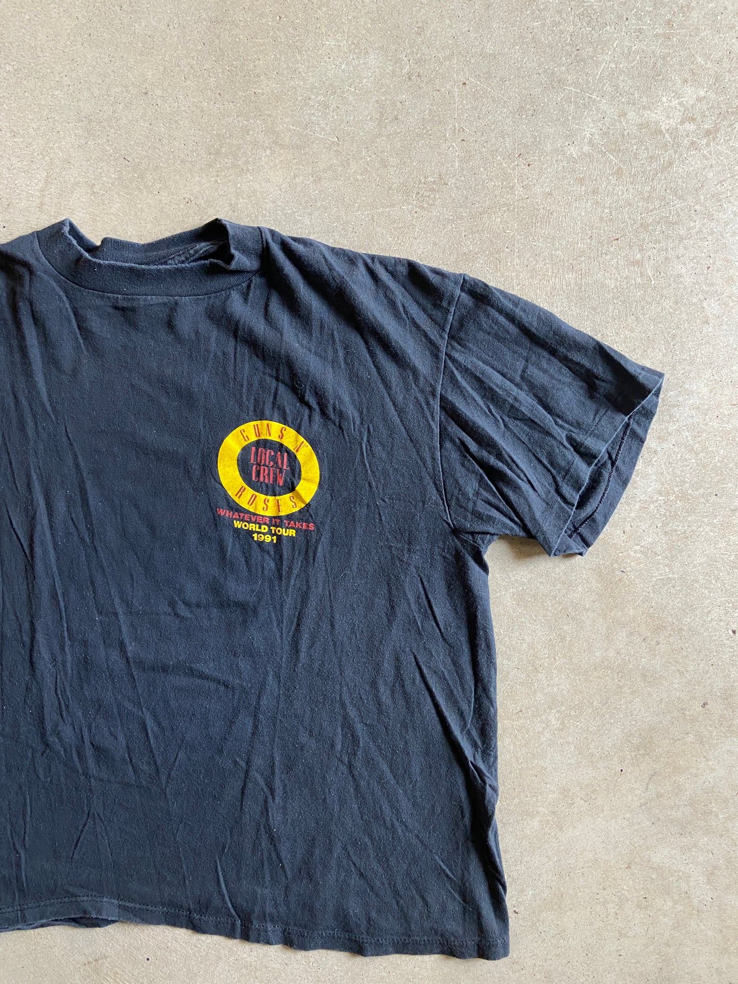VTG 1991 Guns N Roses Whatever It Takes Local Crew Tour Tee Sz L