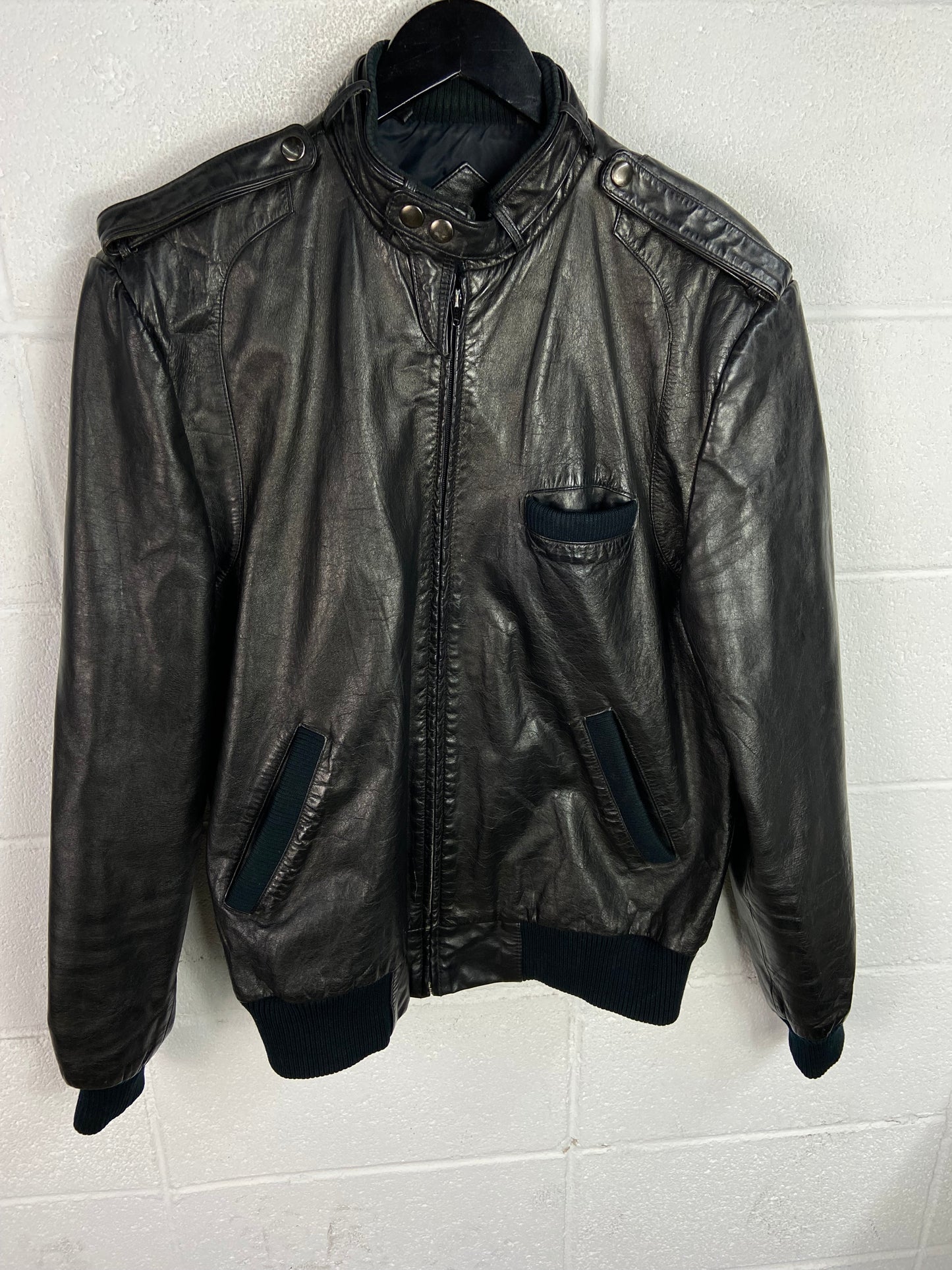 VTG Leather Campus Racer Jacket Sz L