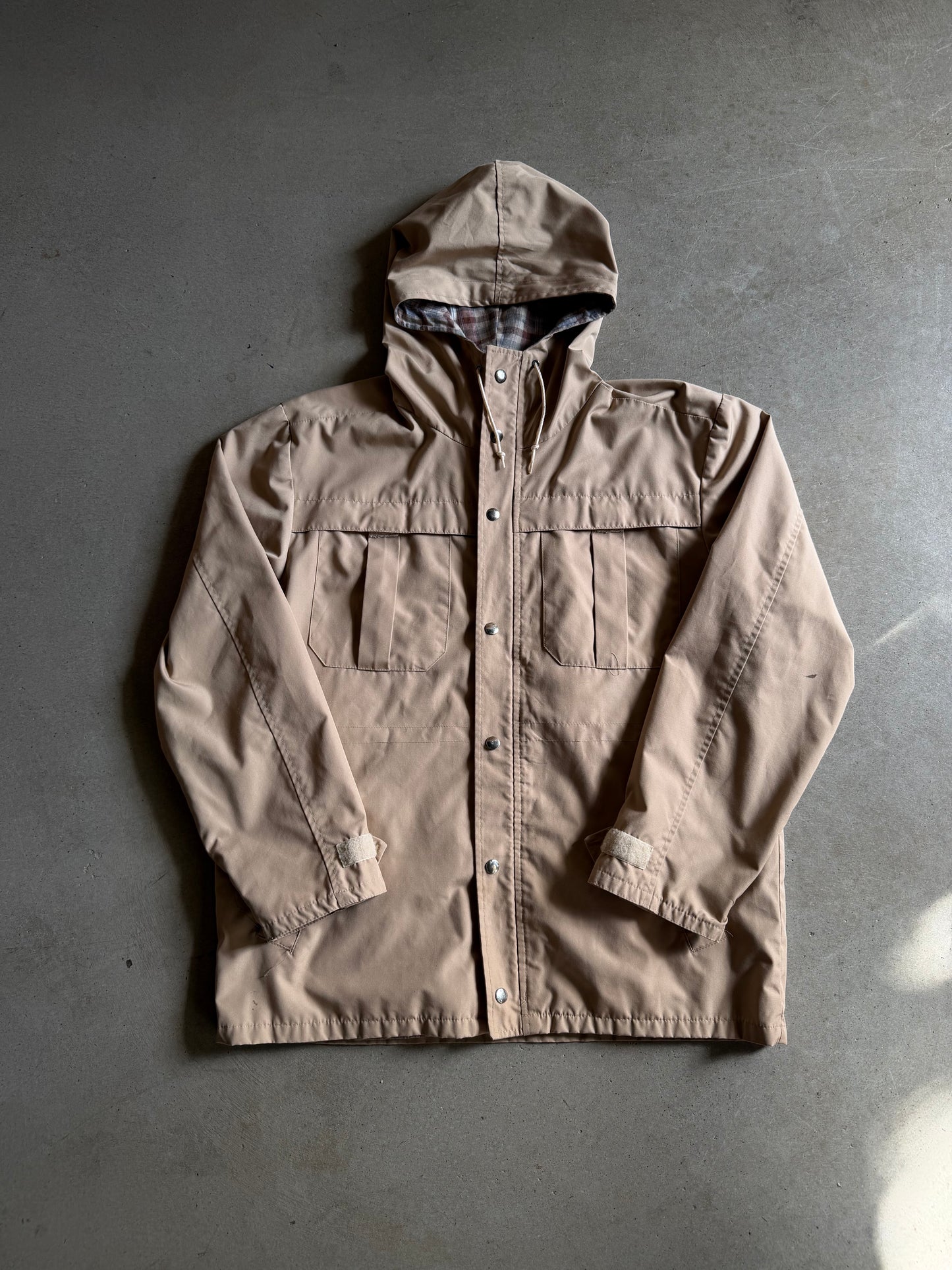 VTG Plaid Lined Tan Jacket Sz L