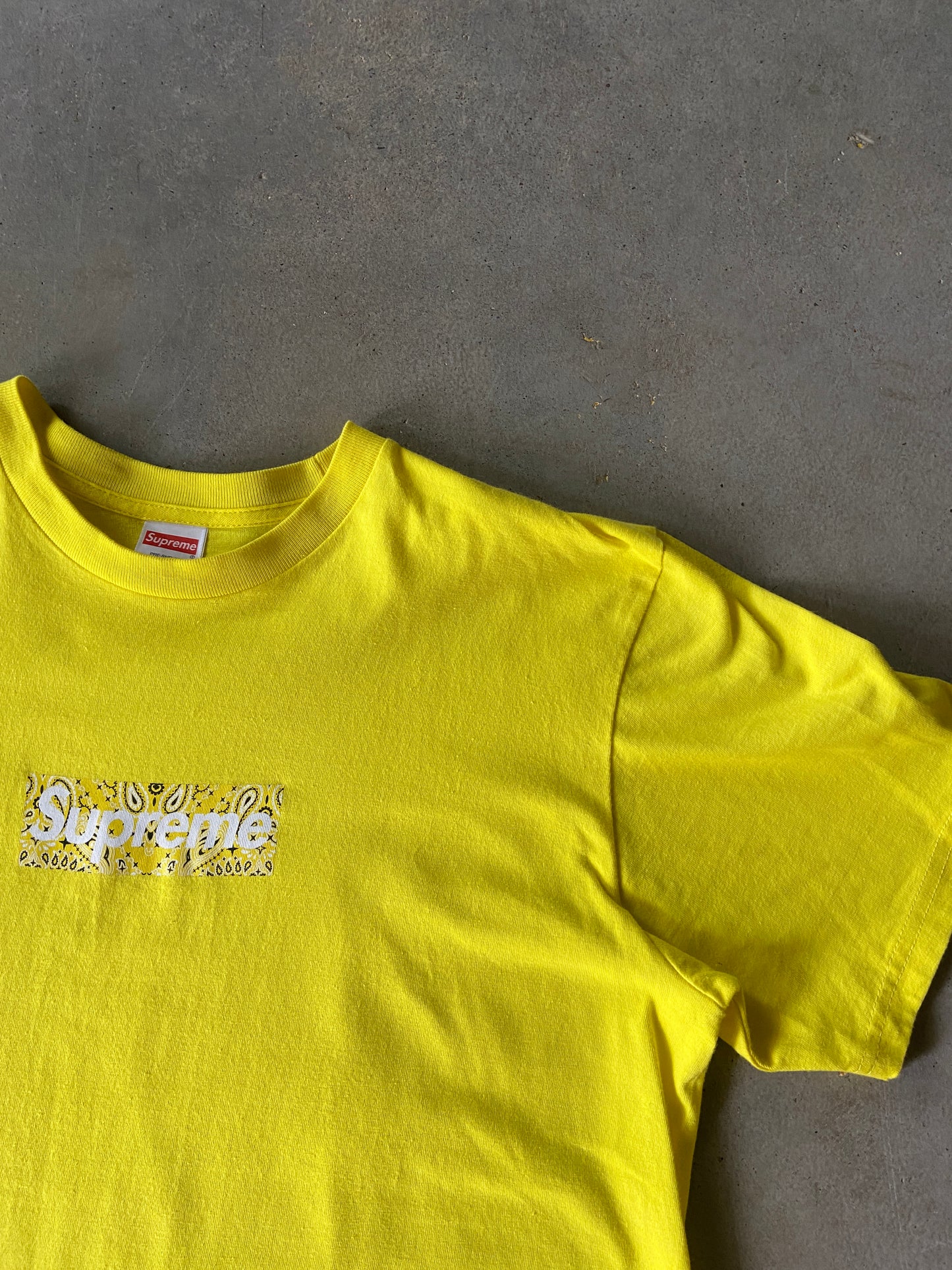 Supreme Yellow Bandana Box Logo Tee Sz L