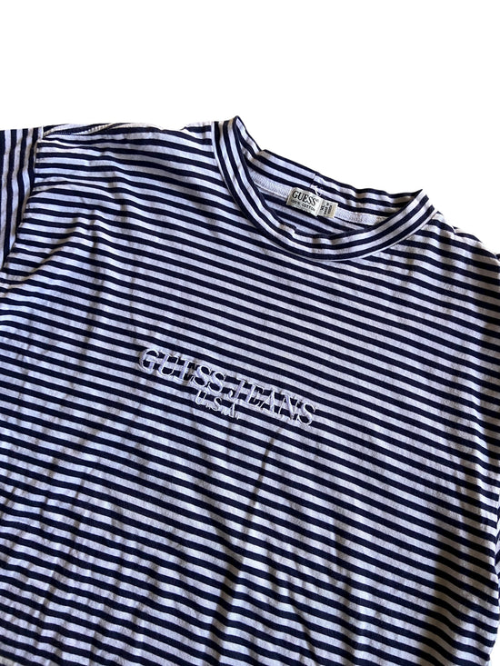 VTG Guess Jeans Blue Stripe Tee Sz XL/2XL