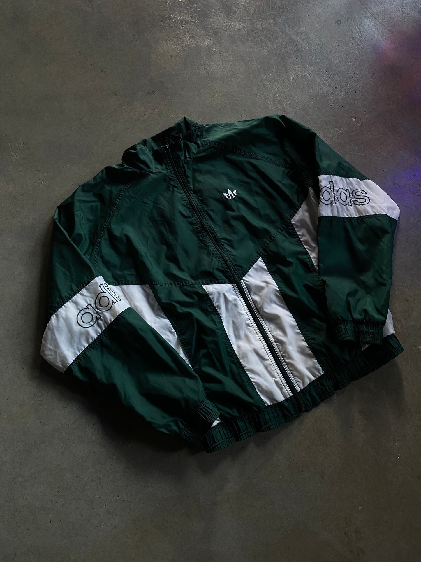 VTG Adidas Green/White Windbreaker Jacket Sz L