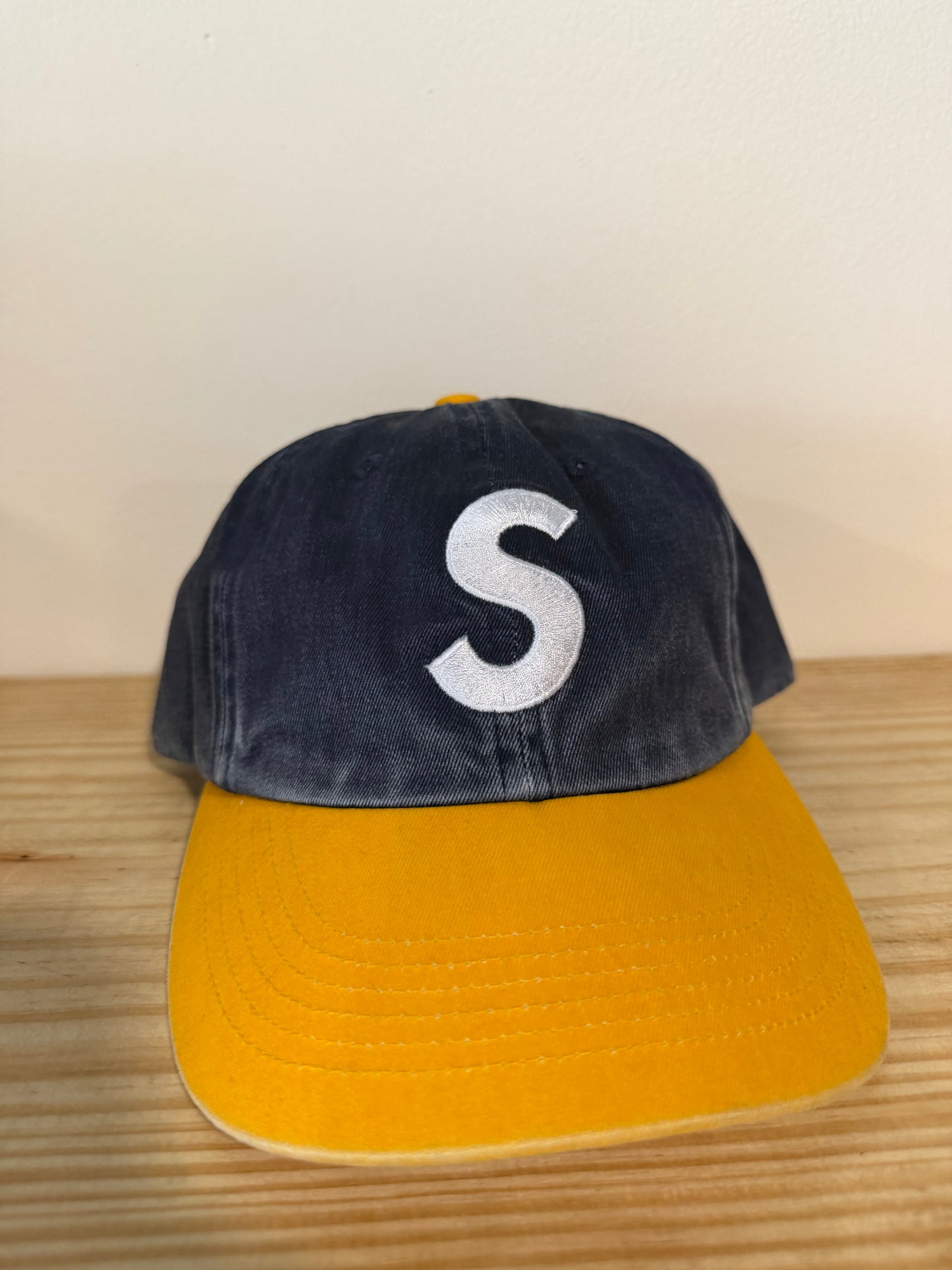 Supreme Pigment Coated 2 Tone S Logo 6 Panel Navy Hat