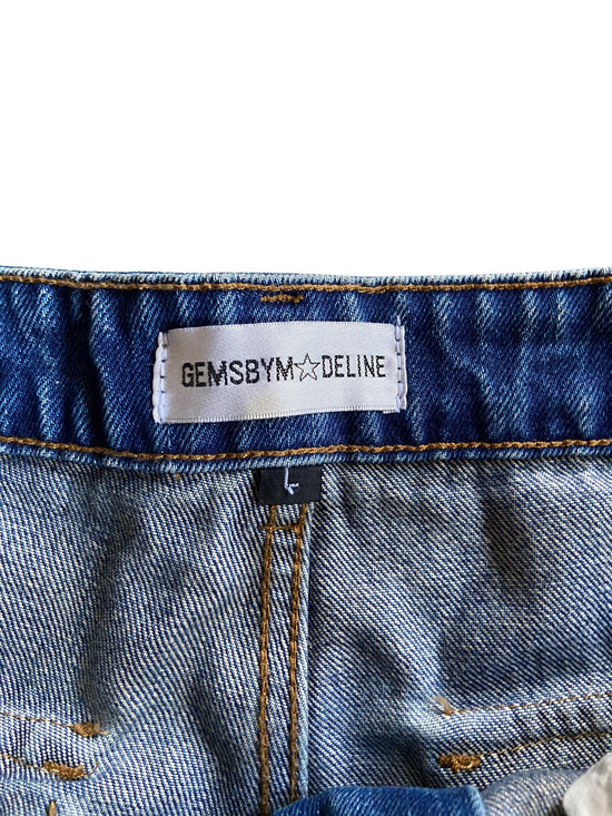 Gemsbyn Deline Stacked Cargo Blue Denim Jeans Sz 34x34