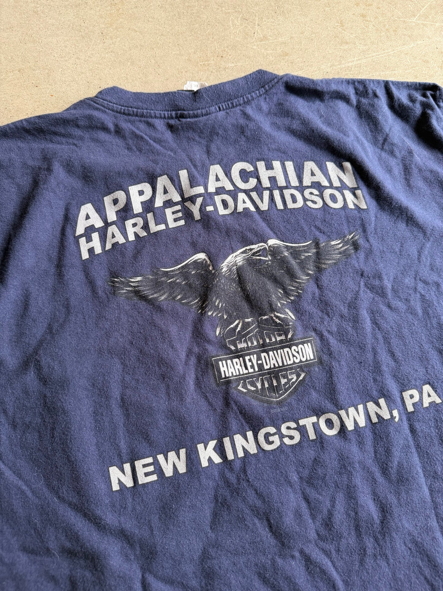 VTG Harley Davidson Appalachian Navy Blue Tee Sz XL