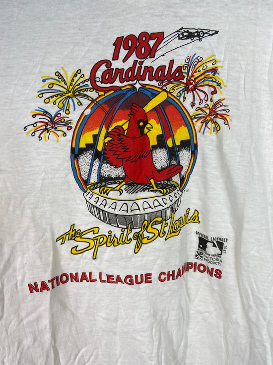 VTG St. Louis Cardinals '87 NL Champs Fireworks Tee Sz L