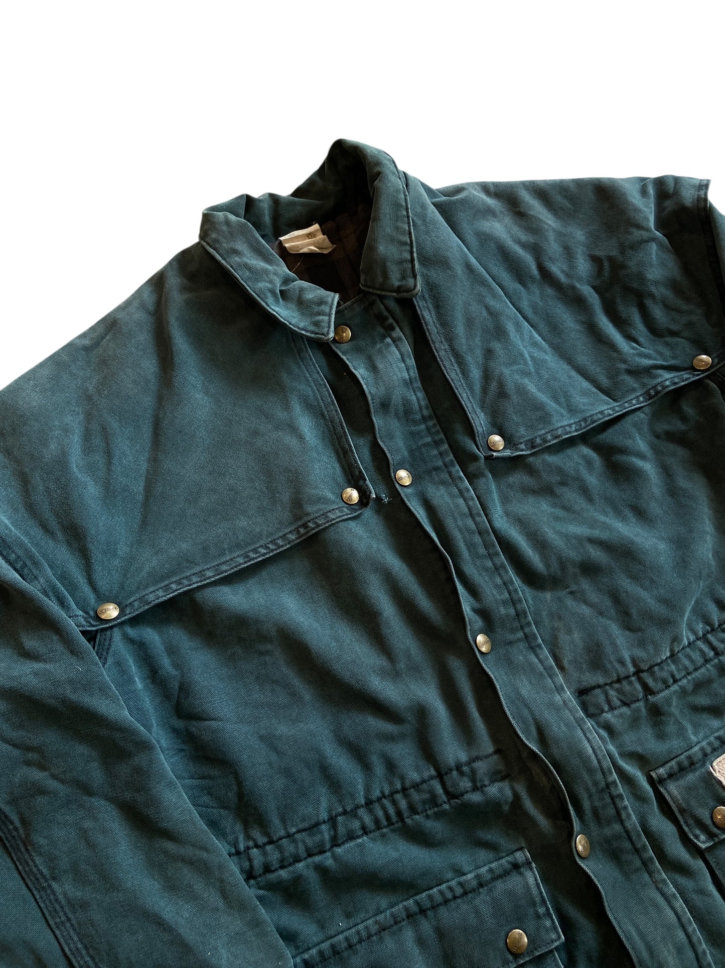 VTG Carhartt Forest Green Long Jacket Sz 2XL