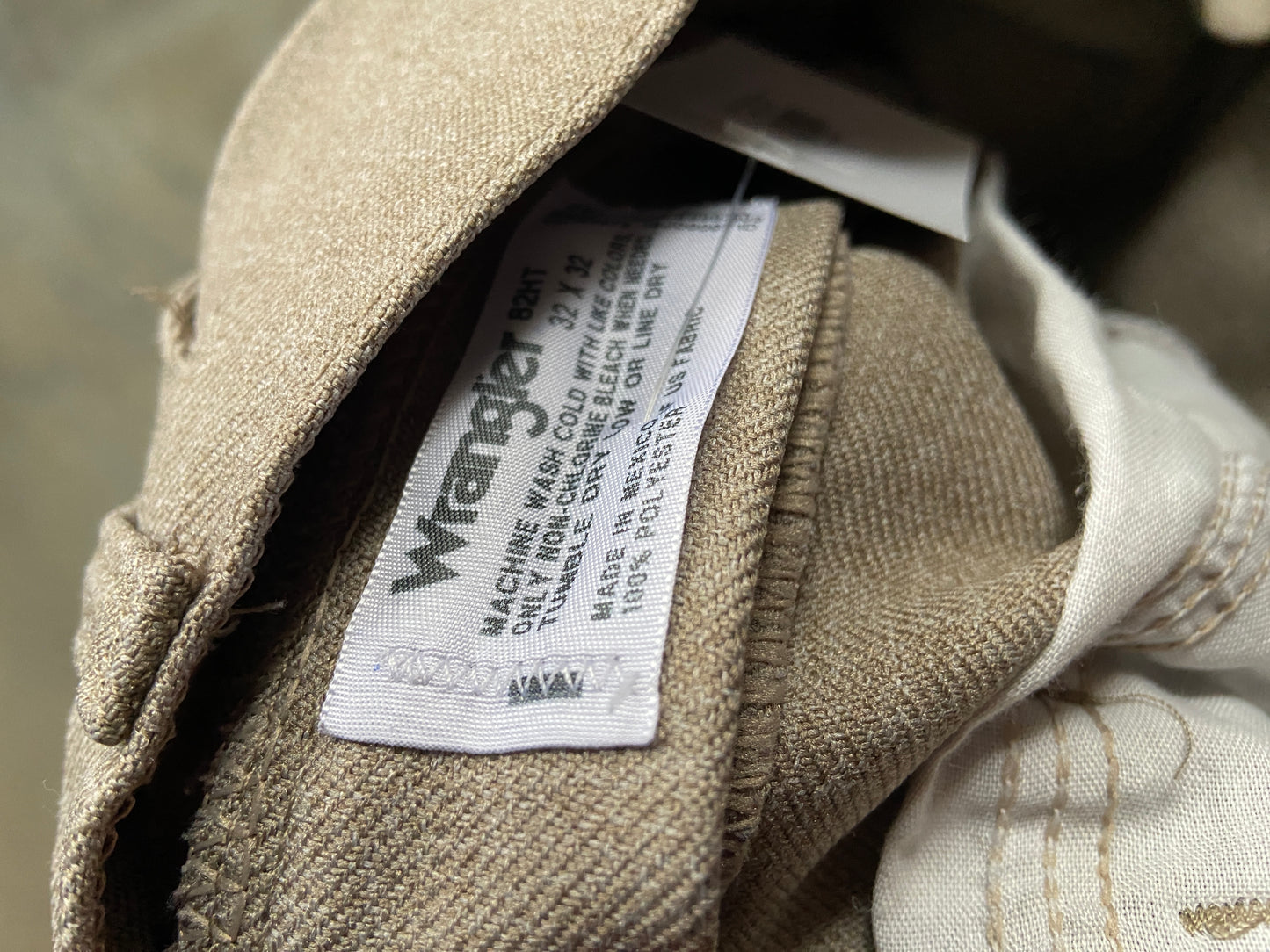 VTG Wrangler Grey/Brown Polyester Pants Sz 32x32