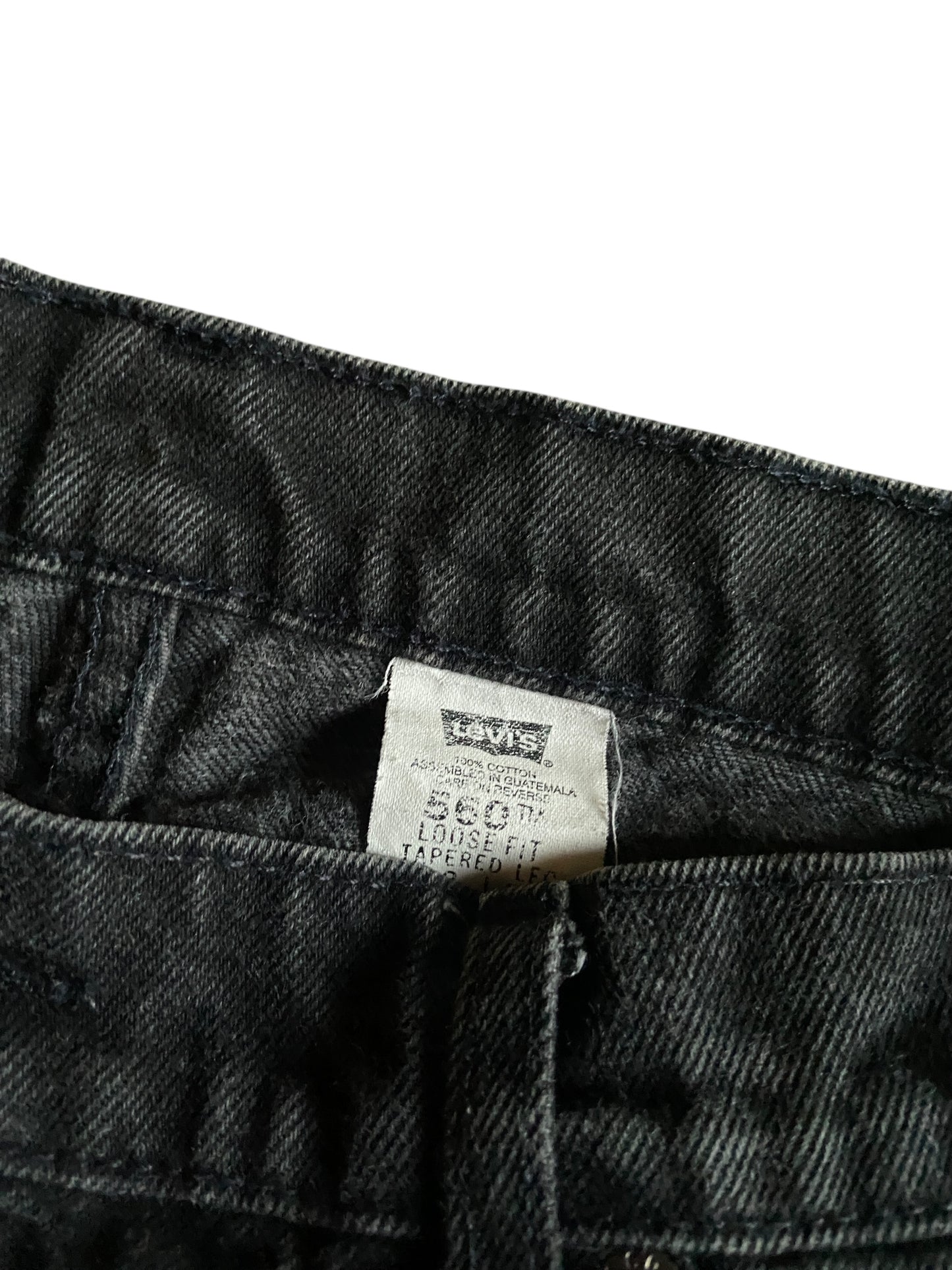 VTG Levis 560 Black Denim Orange Tab Jeans Sz 38x30