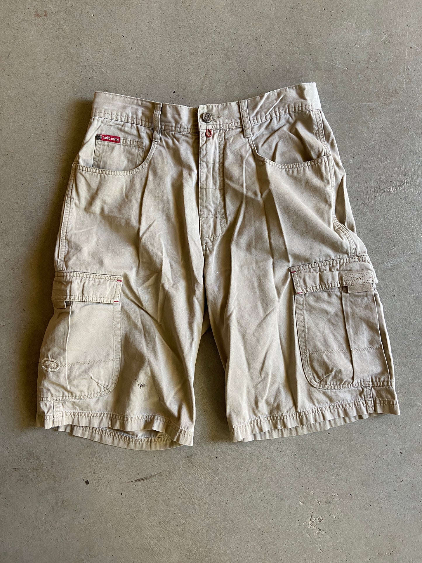 Y2K Ecko Unltd Khaki Cargo Shorts Sz 32"