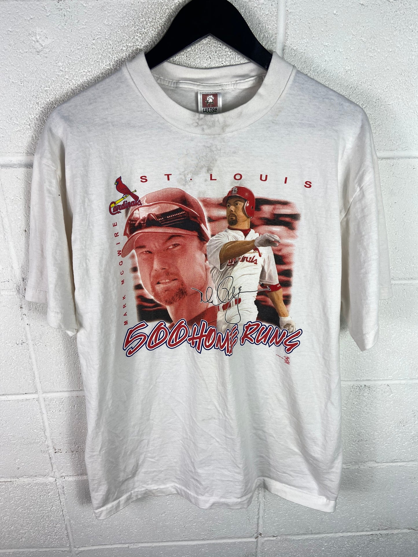 VTG Mark McGwire 500 Home Runs Tee Sz L