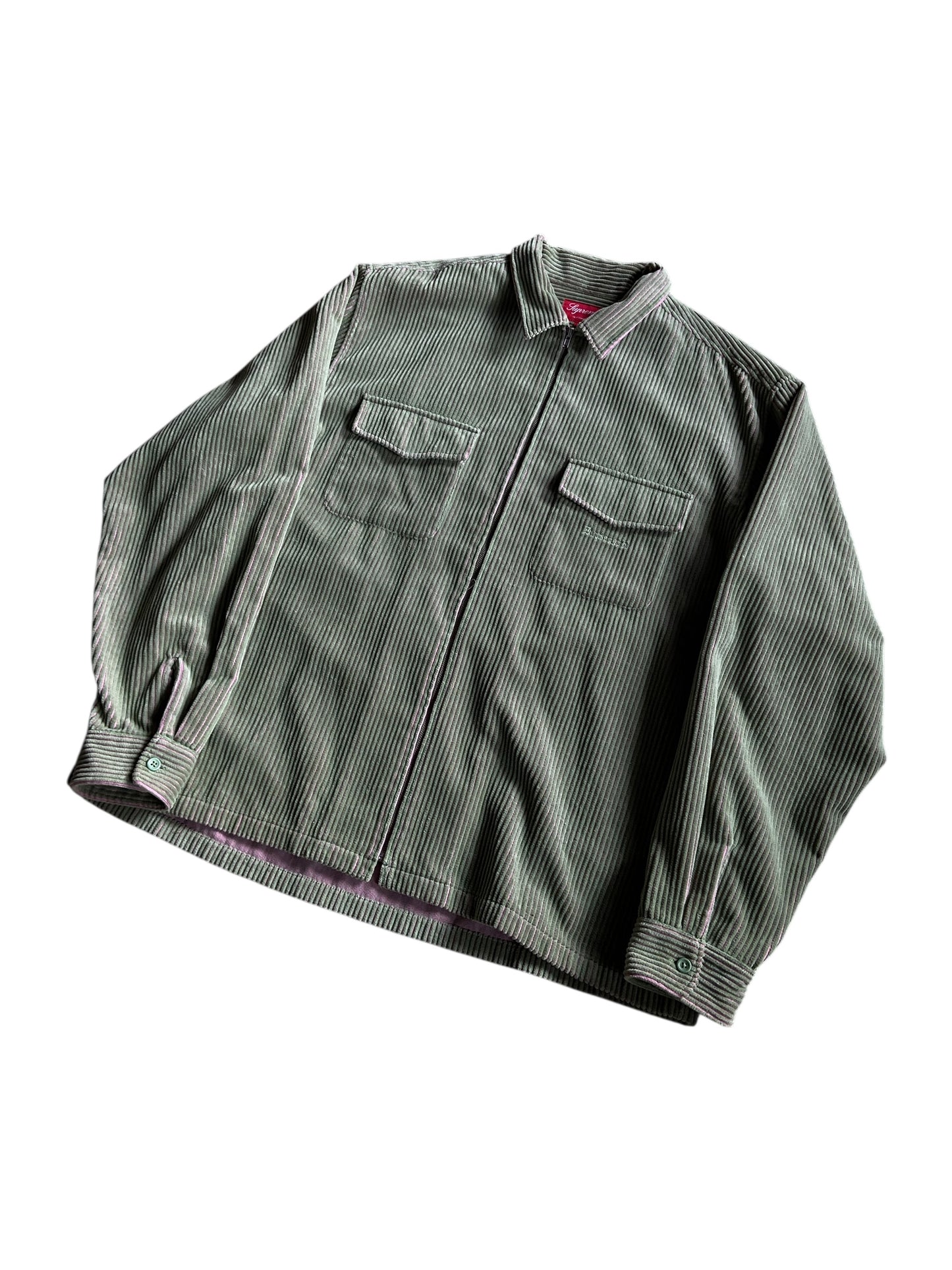 Supreme Wide Whale Old English Corduroy Zip Shirt Sz XL