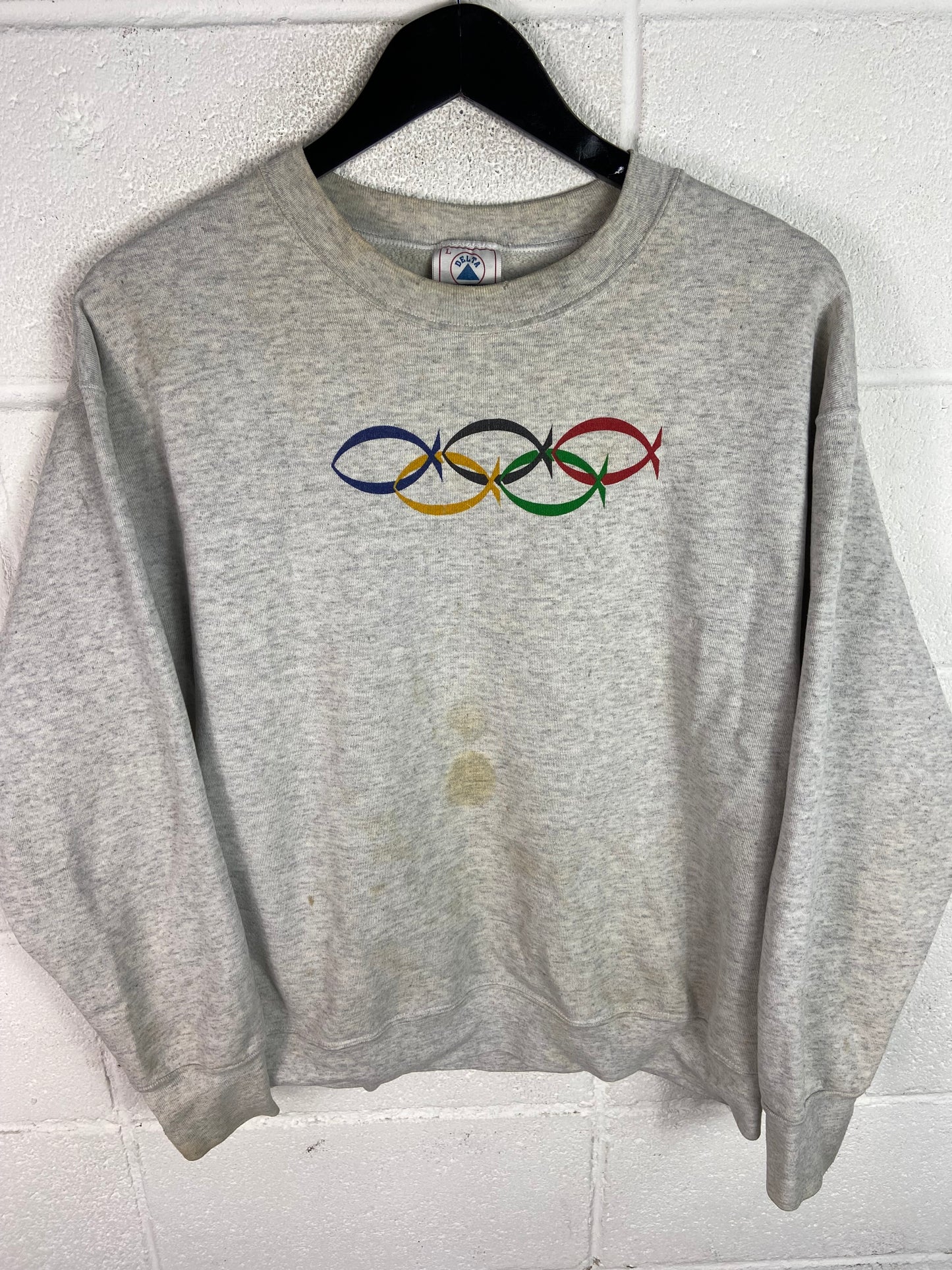 VTG Religious Olympic Parody Sweater Sz L