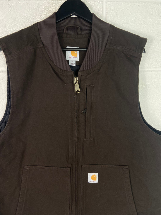 Carhartt Brown Quilted Work Vest Sz XL