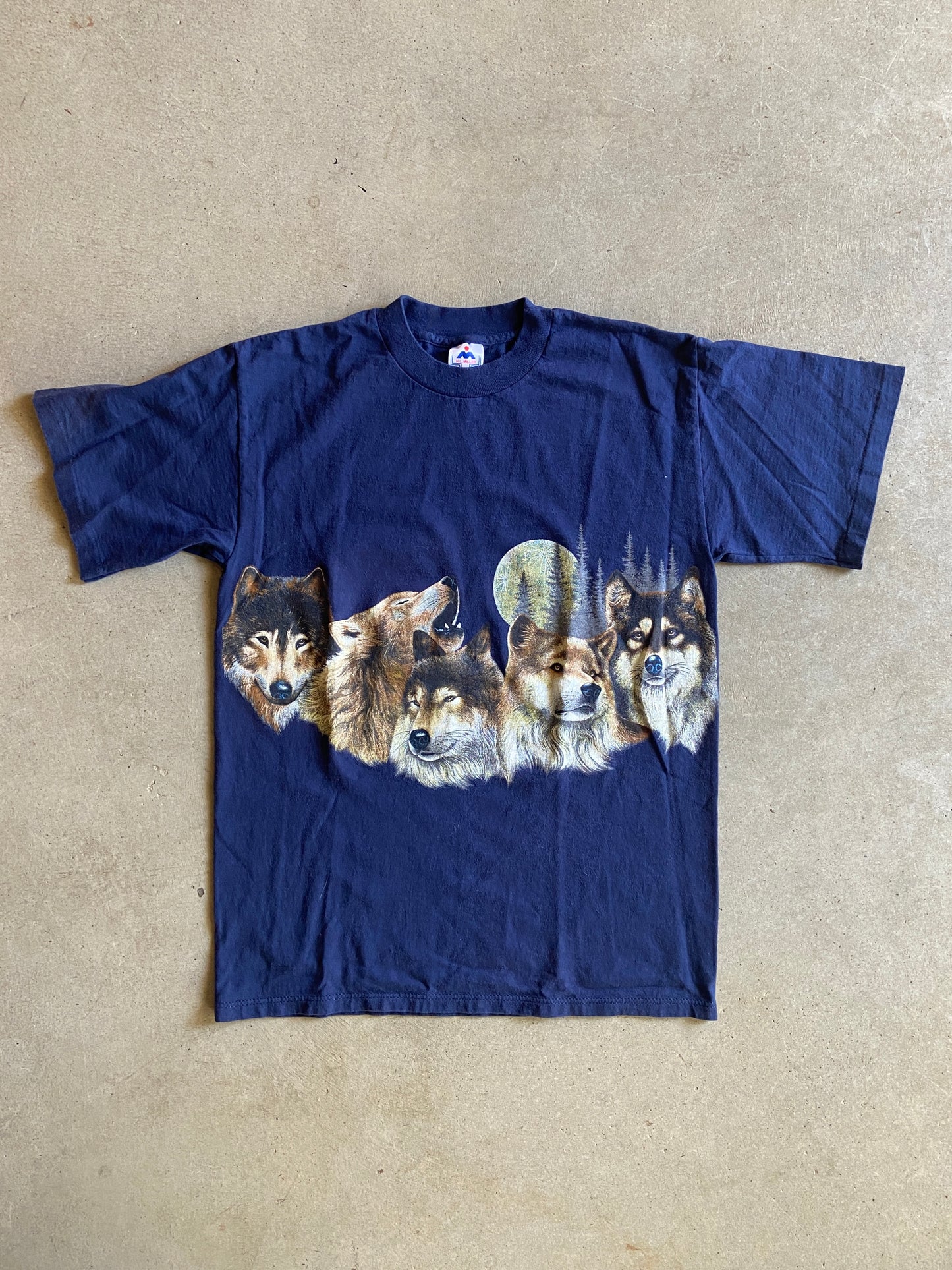 VTG Wolves Navy Blue Tee Sz M