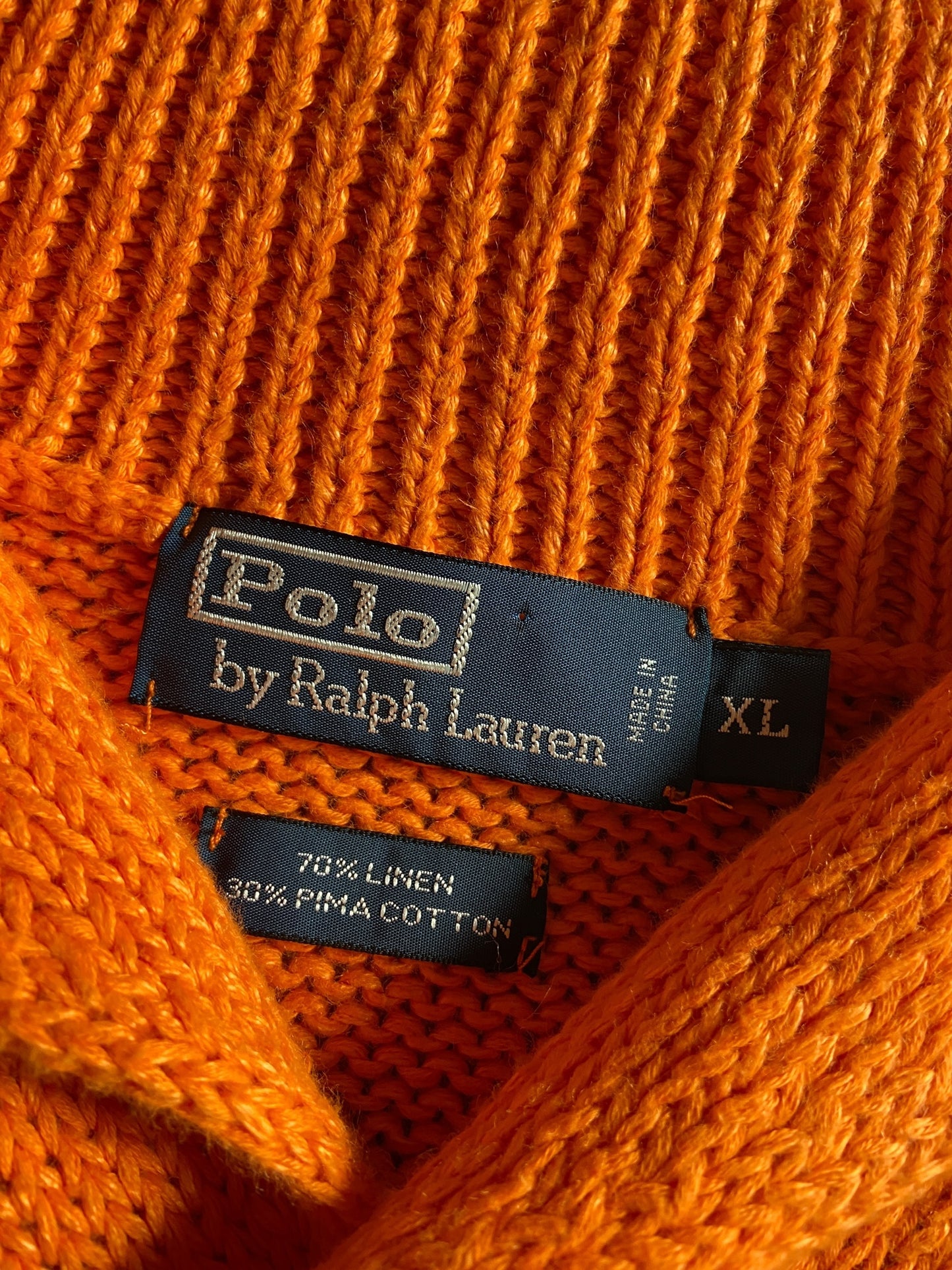 VTG Polo Ralph Lauren Knitted Shawl Sweater Sz XL