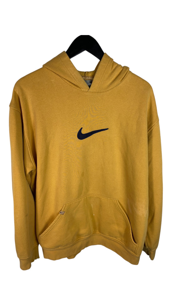 Y2K Nike Mustard Classic Swoosh Hooded Sweatshirt Sz XL