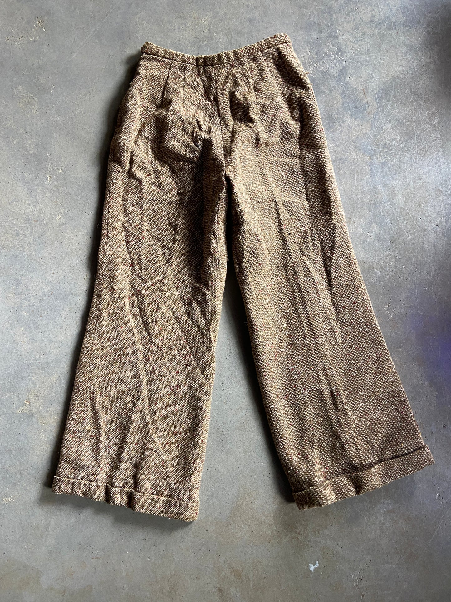 Vintage Handmade Tweed Flare Pants Sz 30x29