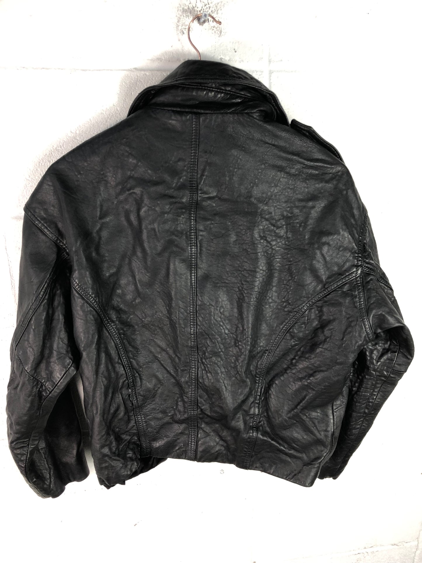 VTG Wmns The Limited Leather Biker Jacket Sz Med