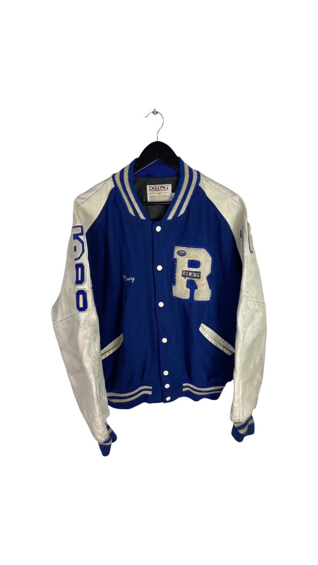 VTG Delong Blue Varsity Letterman Jacket Sz XXL