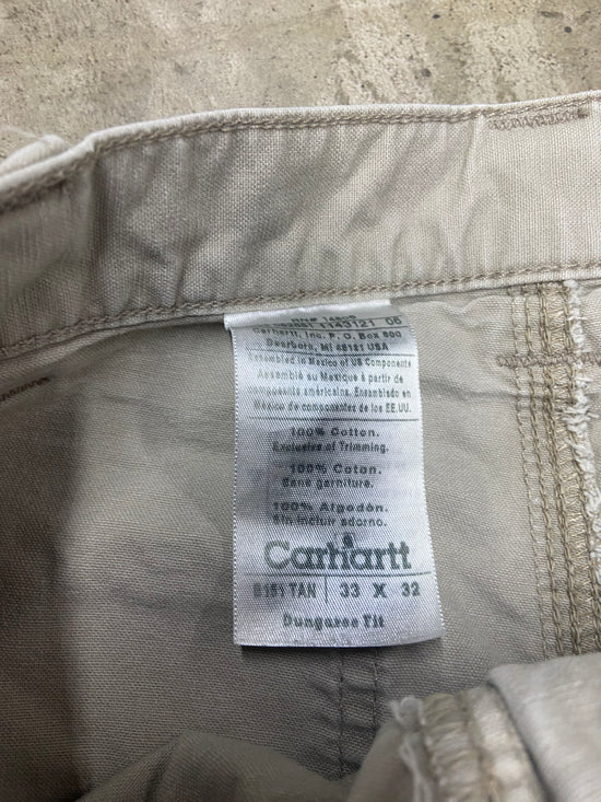 Y2K Carhartt Cream Splattered Work Pants Sz 33x32