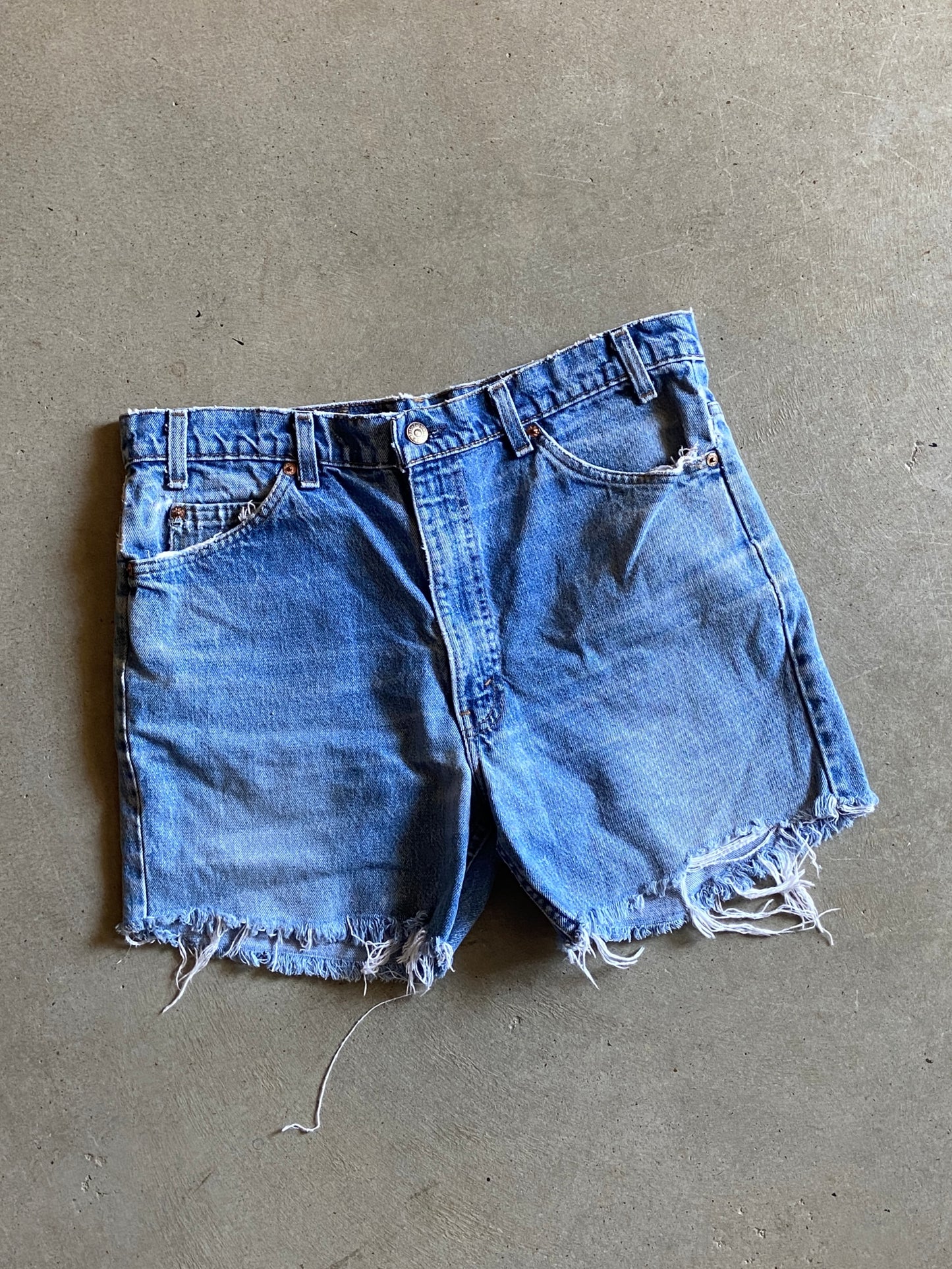 VTG 80s Levis Orange Tab Cutoff Shorts Sz 35"