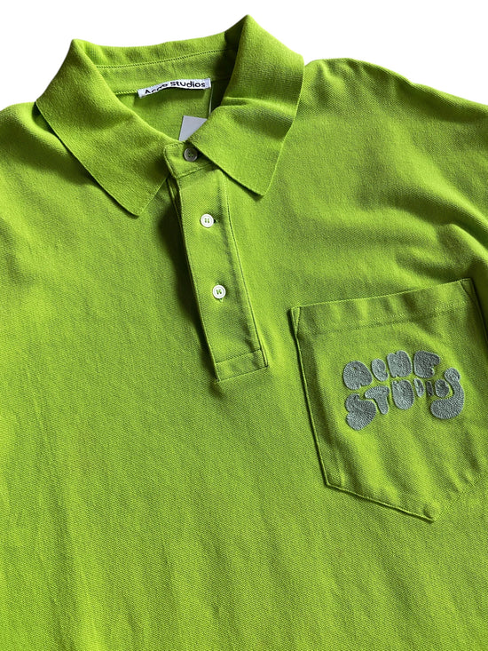 Acne Studios Volt Green Chainstitch Polo Shirt Sz XL