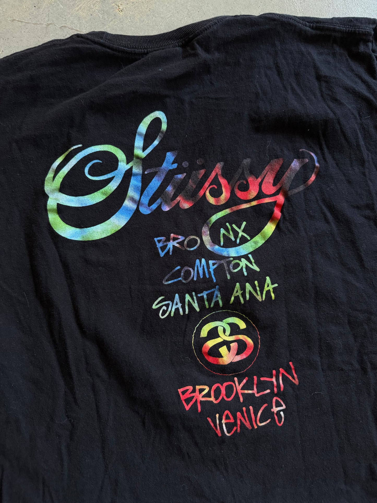 Stussy World Tour Tie Dye Print Tee Sz L