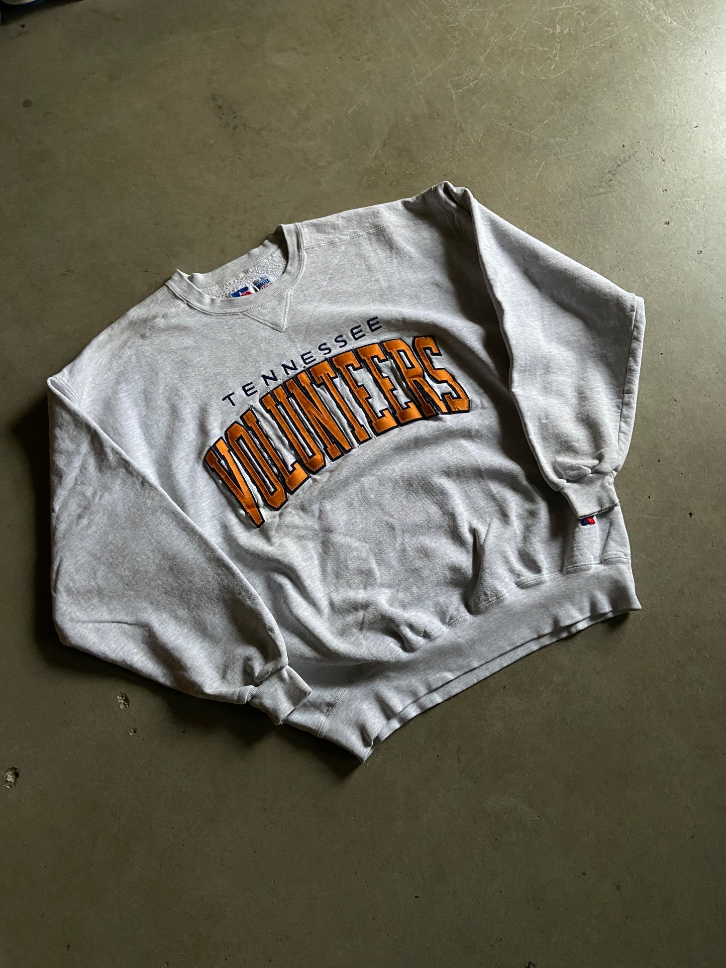 Vintage Russell Tennessee Volunteers Patch Crewneck Sz XL