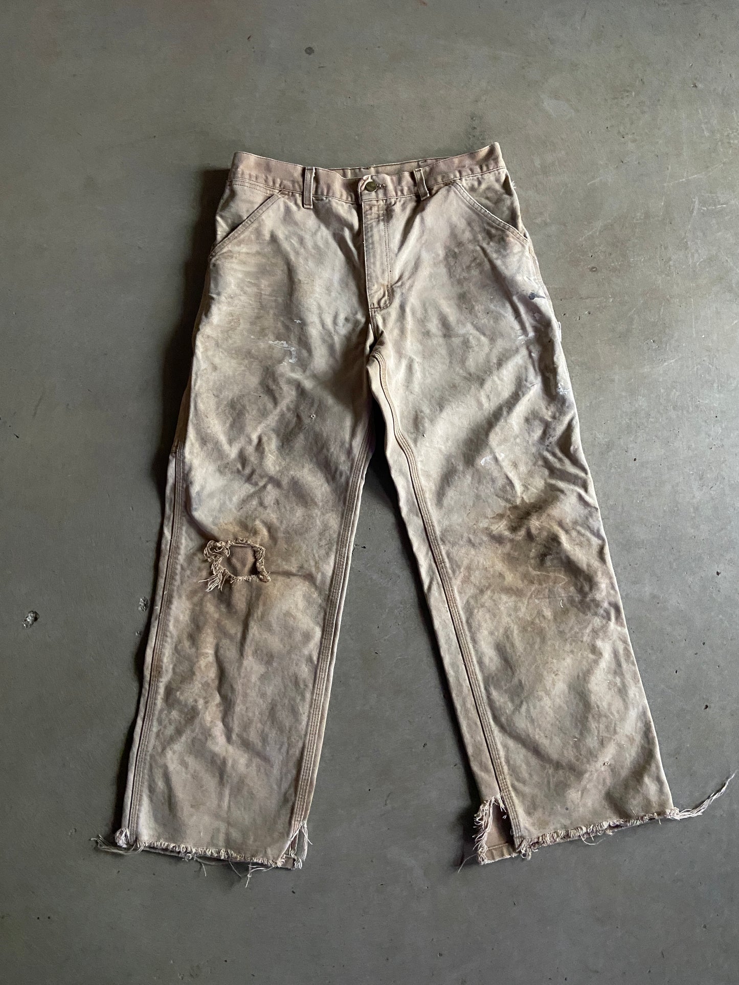 VTG Heavily Distressed Carhartt Canvas Pants Sz 34x28