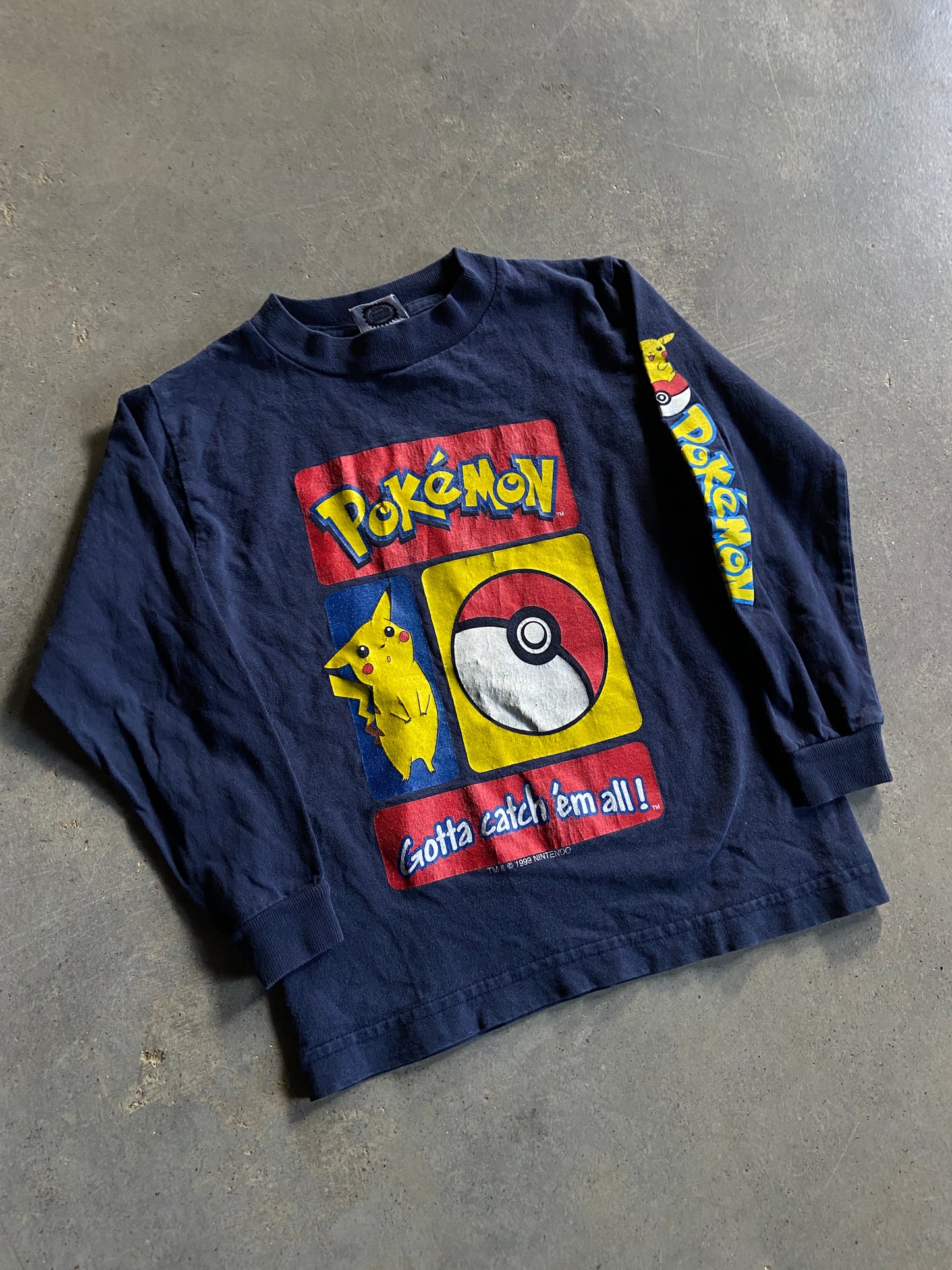 VTG Kids 1999 Pokémon Pikachu L/S Tee Sz Small