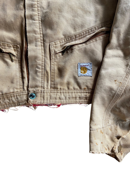 VTG Reworked Carhartt Tan Cropped Jacket Sz M/L
