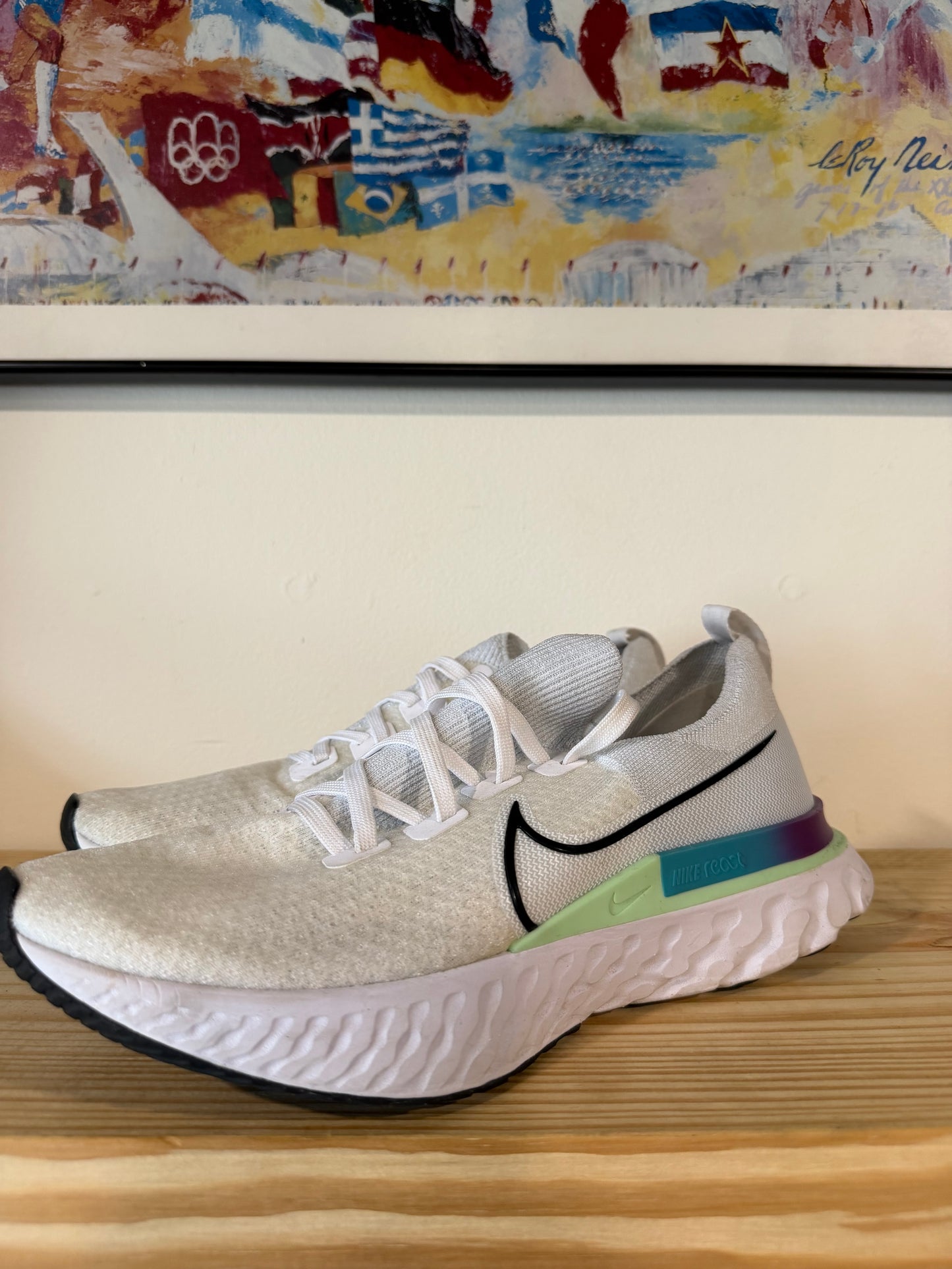 Preowned Nike React Infinity Run White Vapor Green Sz 10M/11.5W