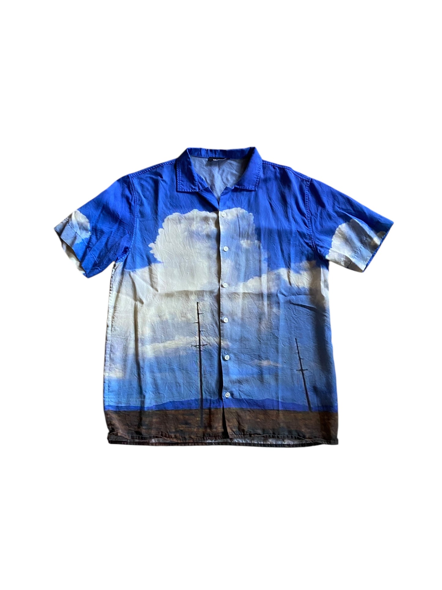 Preowned Axel Arigato Printed S/S Button Up Shirt Sz M
