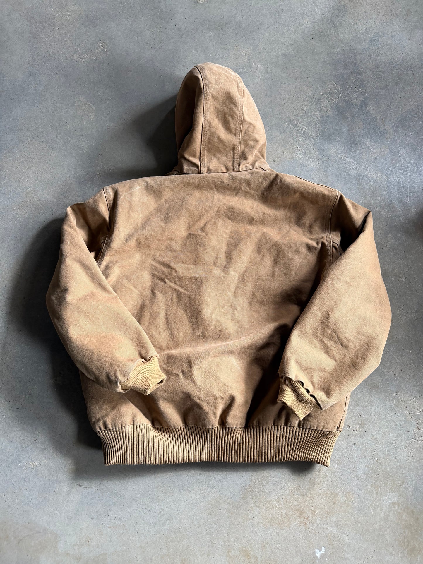 VTG Carhartt J130 CML Tan Hooded Jacket Sz XL