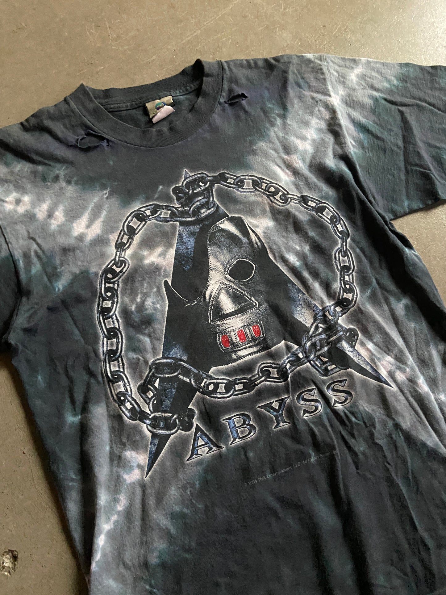 VTG Distressed Liquid Blue TNA Abyss Tee Sz M