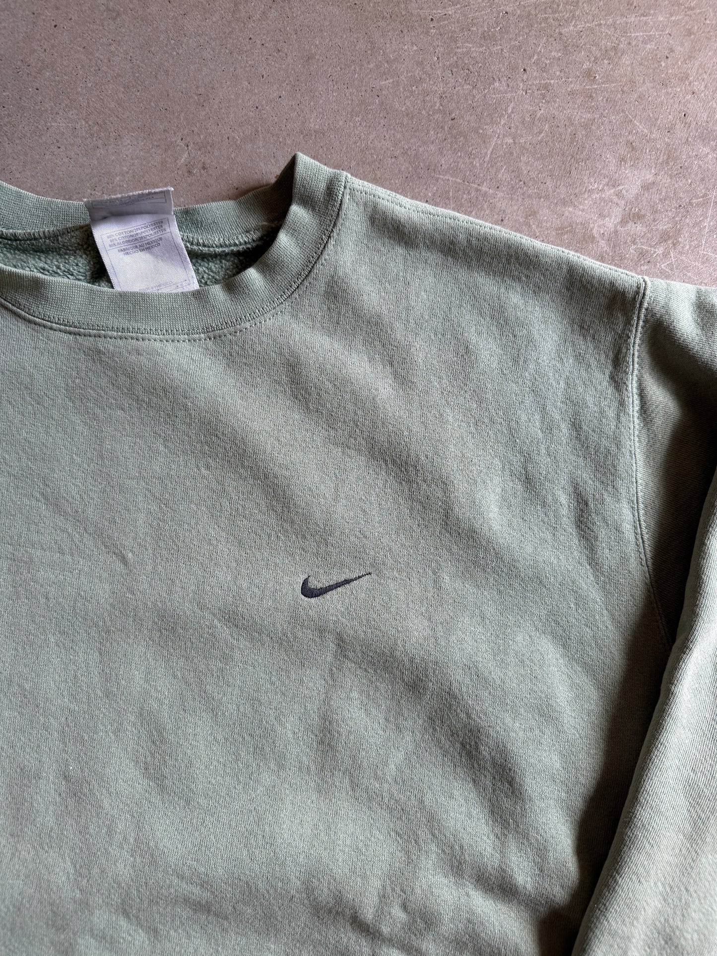 VTG Nike Light Green Mini Swoosh Sweater Sz L