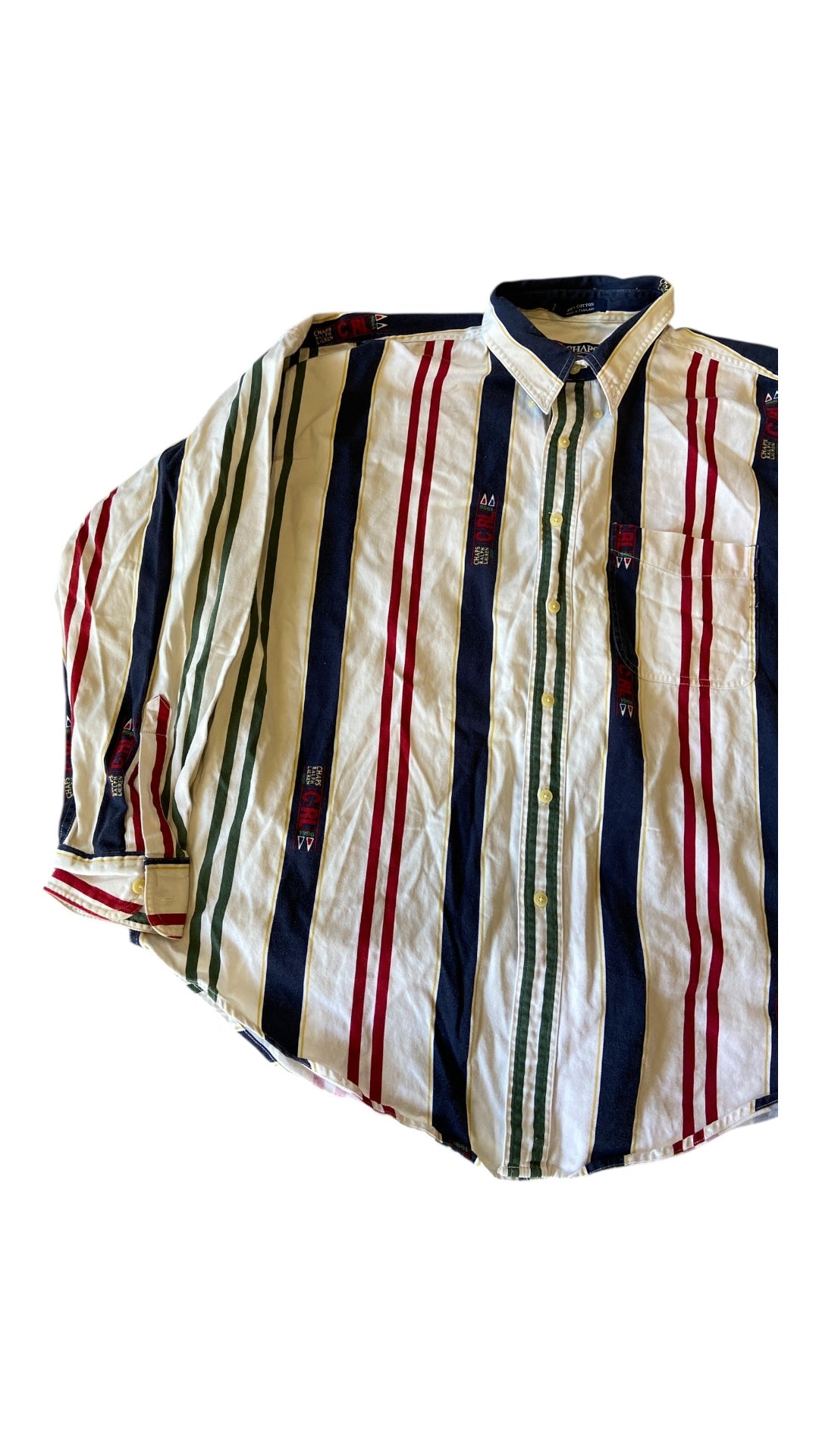 VTG Chaps Ralph Lauren Sport Striped Button Down Sz XL