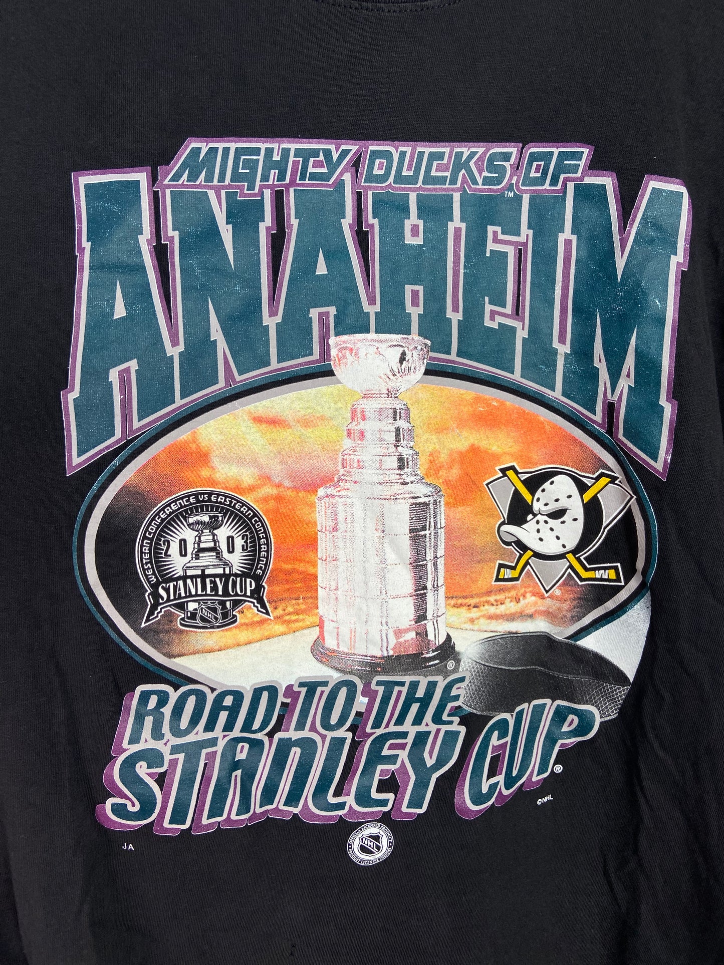 Y2K Anaheim Mighty Ducks NHL Road to Stanley Cup Tee Sz L