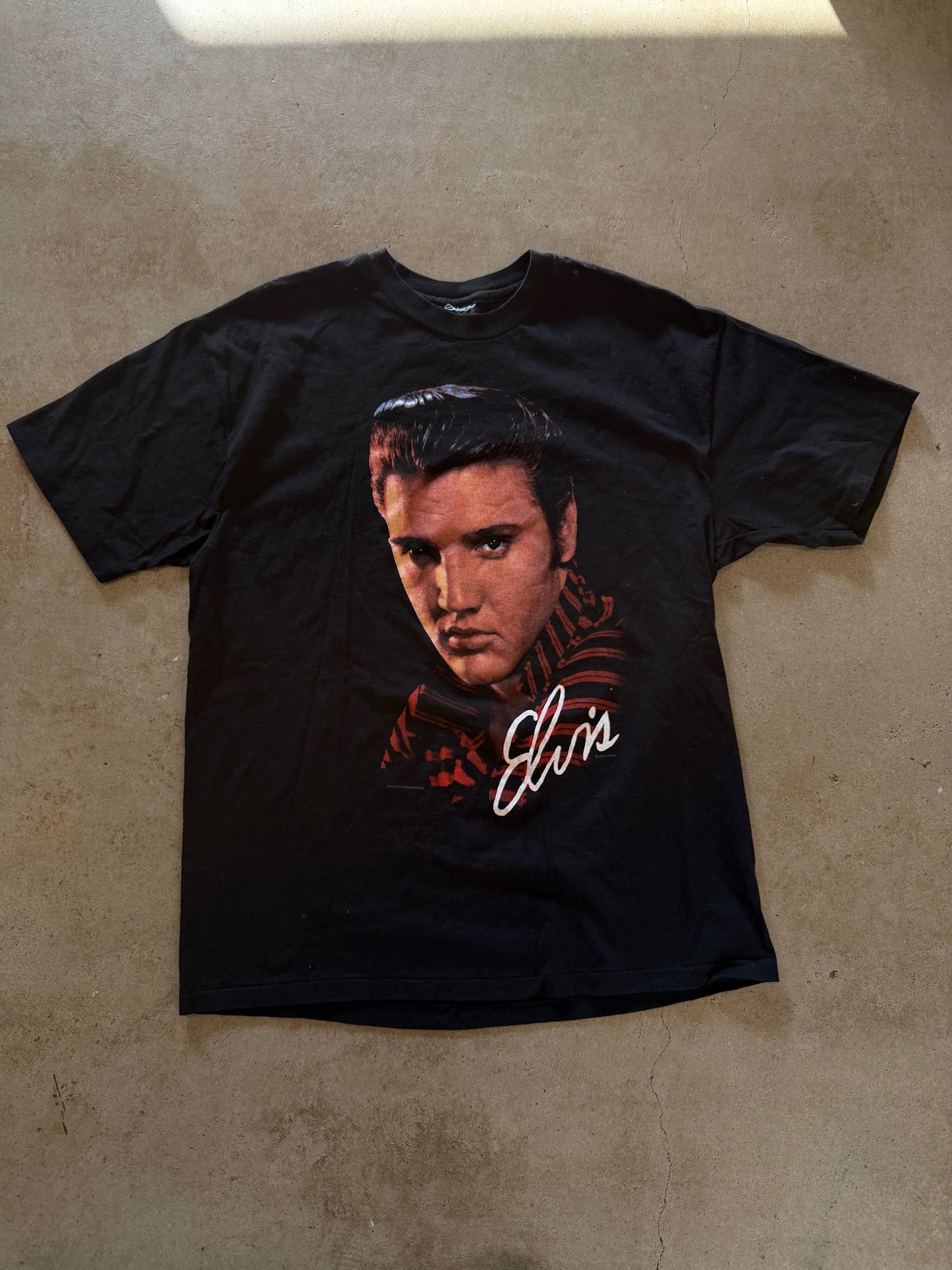 VTG Elvis Portrait Red/Black Tee Sz XL