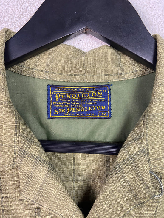 VTG Pendleton Green Plaid Button Up L/S Shirt Sz L