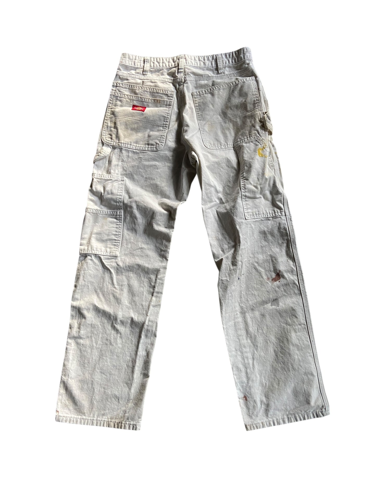 VTG Dickies Yellow/Gray Paint Splash Pants Sz 32x30
