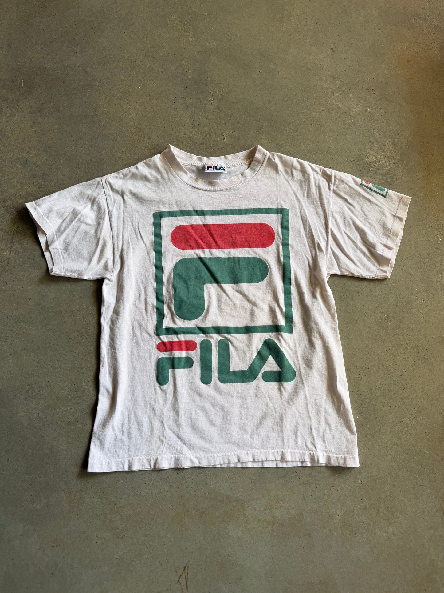 VTG FILA Green/Red Tee Sz M