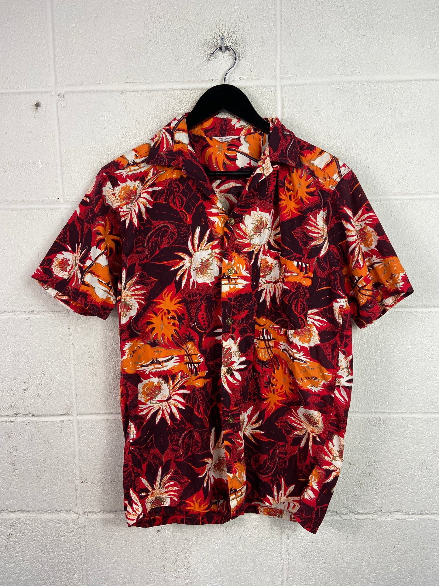 VTG Kamehameha Red Floral Hawaiian Shirt