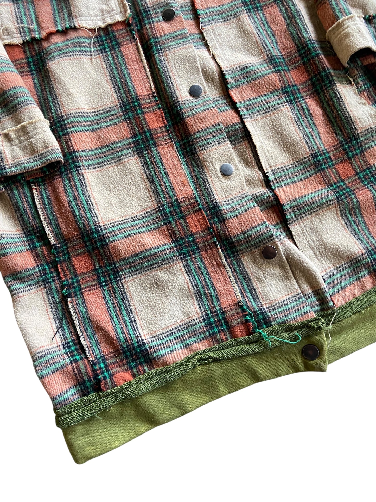 POL Distressed Patchwork Hooded Flannel Sz M