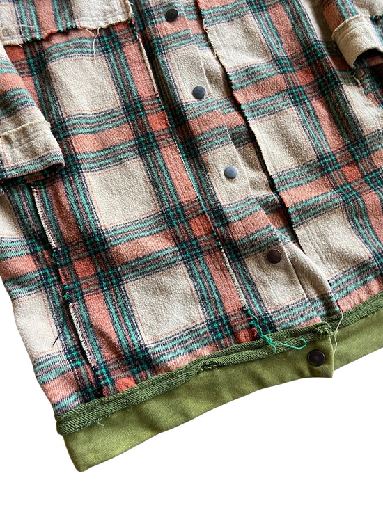 POL Distressed Patchwork Hooded Flannel Sz M