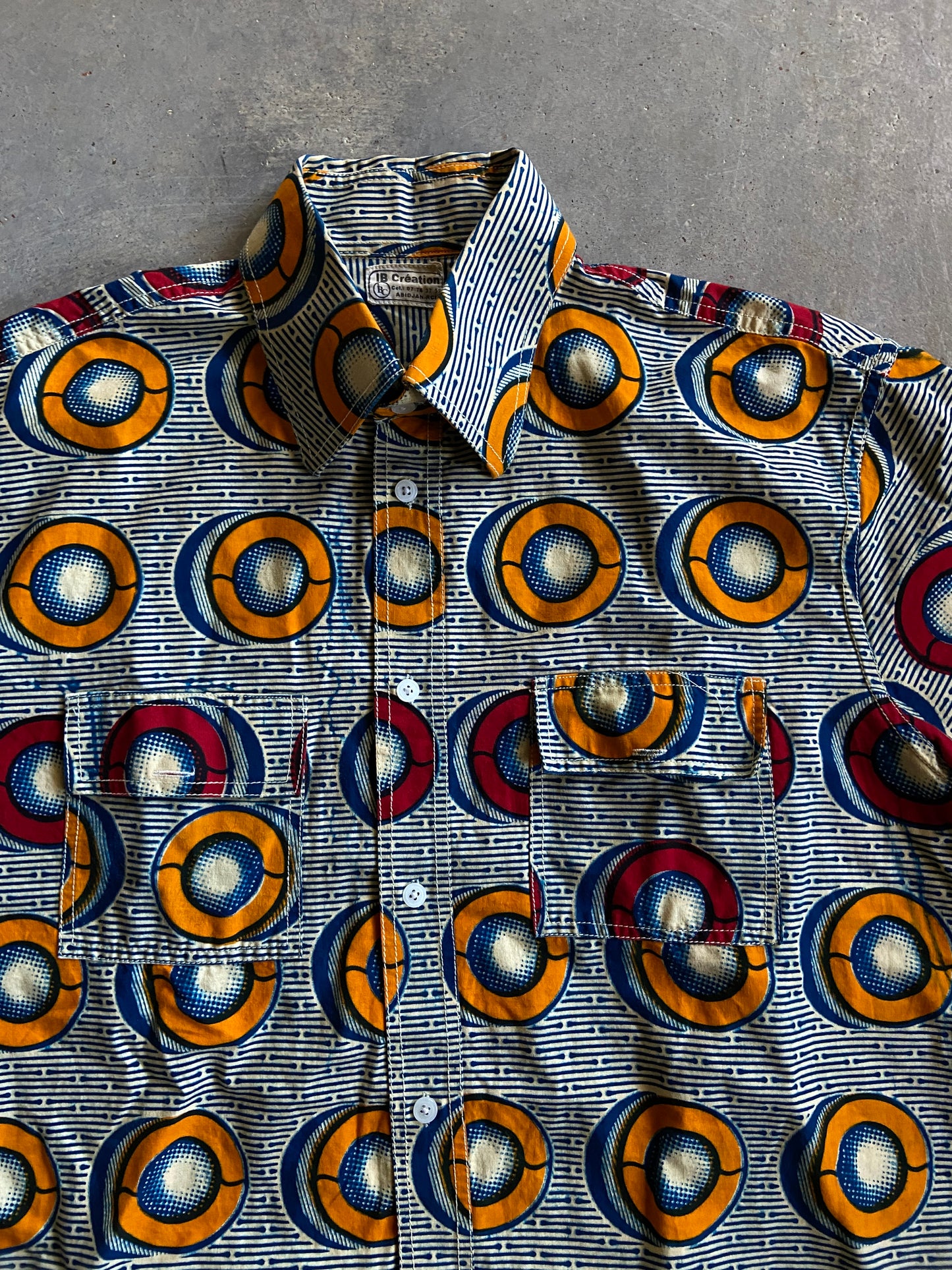 VTG Art Print S/S Button Up Shirt Sz L