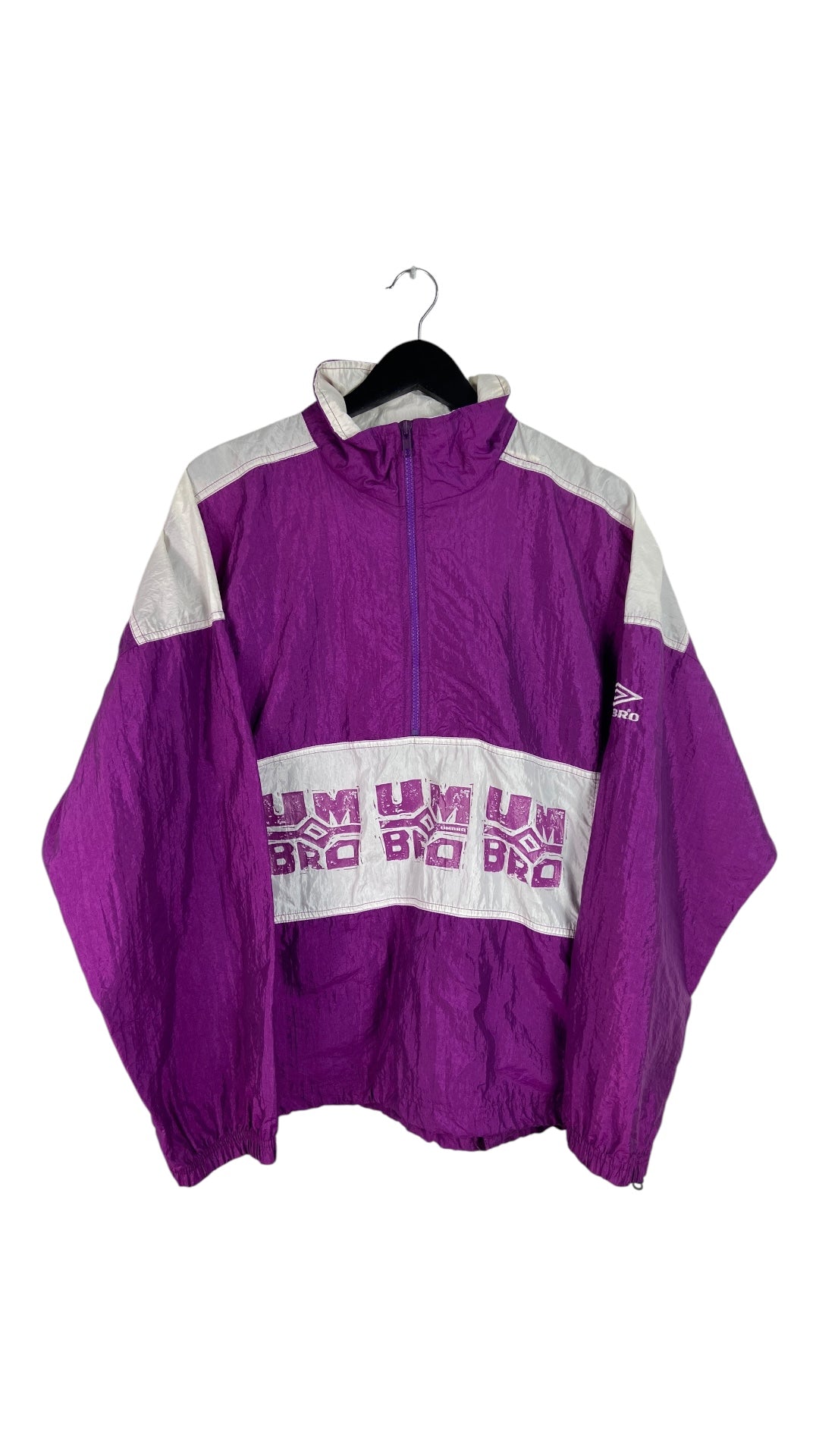 VTG Umbro Purple 1/2 Zip Windbreaker Jacket Sz M/L