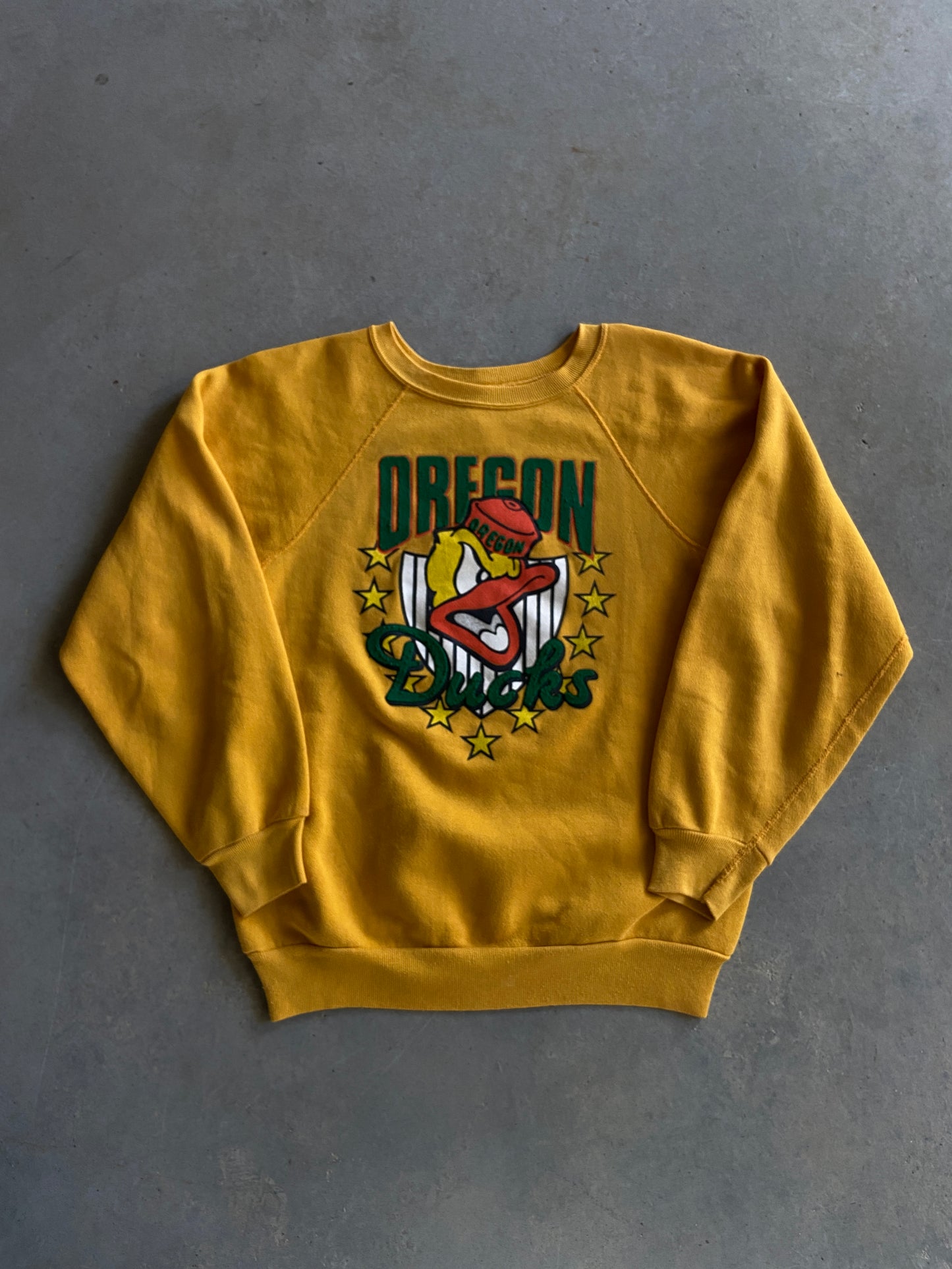 VTG 80s Oregon Ducks Graphic Discus Sweatshirt Sz Med