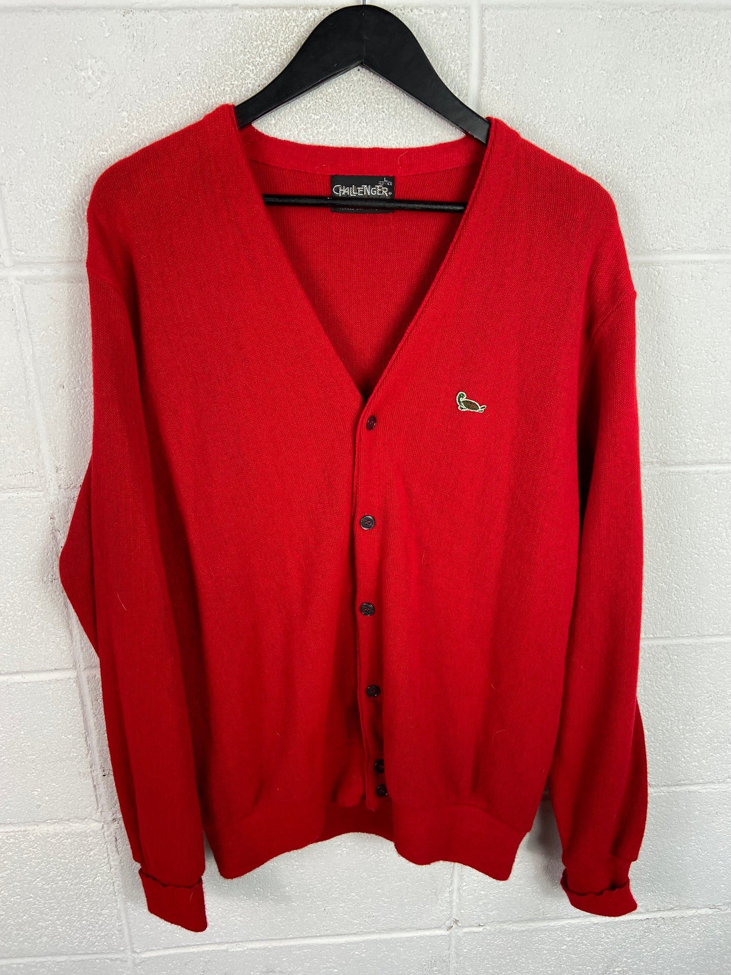 VTG Challenger Red Cardigan Sweater Sz L